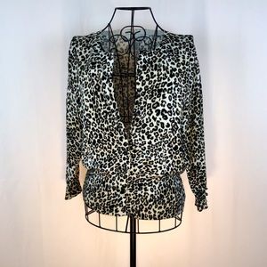 Grace chetah print rayon blend cardigan sweater M